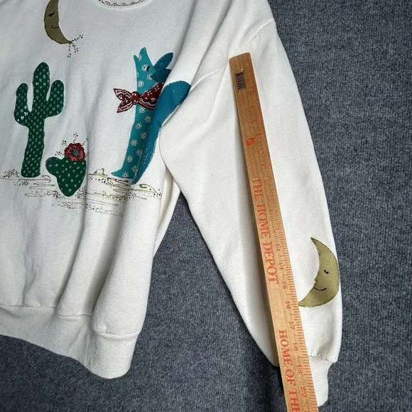 Vintage Southwestern Style Sweatshirt Women Size 2xl All Over Print Coyote Moon - Picture 6 of 11